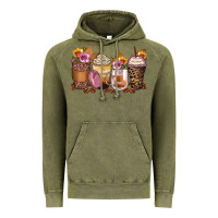 Vintage Olive leopard rose glitter flowers coffee cups Vintage Hoodie - Zillion Design Studio