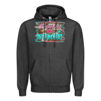 Charcoal Heather western blessed nurse pink floral arrow  background Zipper Hoodie - BarkalooDesign