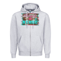 Heather Grey western blessed nurse pink floral arrow  background Zipper Hoodie - BarkalooDesign
