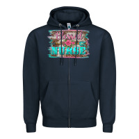 Navy western blessed nurse pink floral arrow  background Zipper Hoodie - BarkalooDesign
