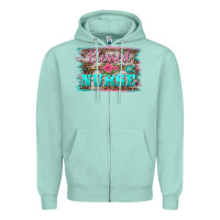Seafoam western blessed nurse pink floral arrow  background Zipper Hoodie - BarkalooDesign