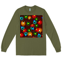 Army Green christmas lights seamless pattern Long Sleeve Tee - BundleAndBundleShop