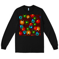 Black christmas lights seamless pattern Long Sleeve Tee - BundleAndBundleShop