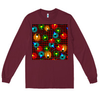 Burgundy christmas lights seamless pattern Long Sleeve Tee - BundleAndBundleShop