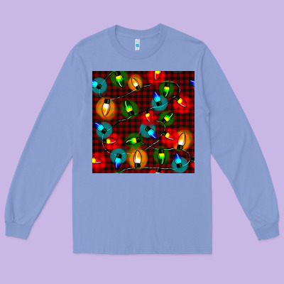 Christmas Lights Seamless Pattern Long Sleeve Tee Designed By Bundleandbundleshop