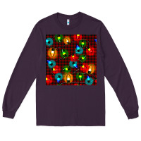 Plum christmas lights seamless pattern Long Sleeve Tee - BundleAndBundleShop