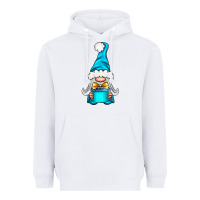 White winter gnome with gift Heavyweight Hoodie - NancyCooperArtShop
