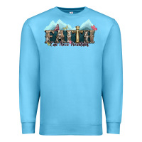 Ocean Blue faith can move mountains cross Premium Sweatshirt - NancyCooperArtShop