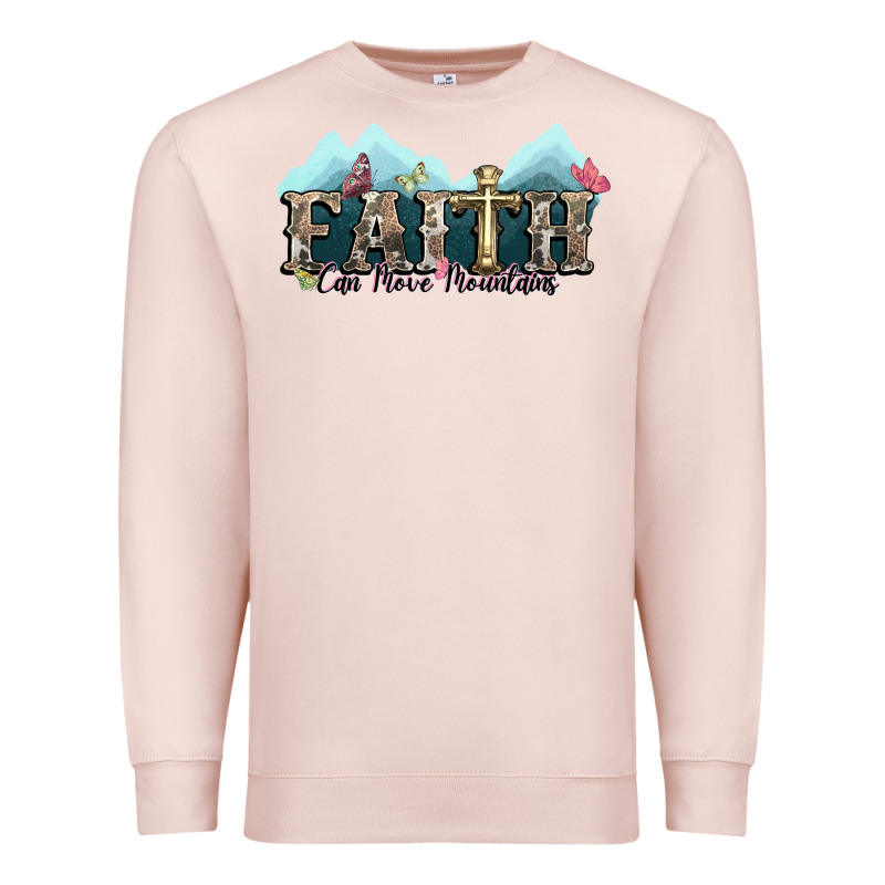 Faith Can Move Mountains Cross Premium Sweatshirt by NancyCooperArtShop | Teevron