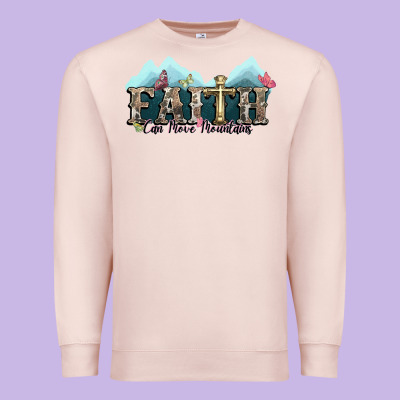 Faith Can Move Mountains Cross Premium Sweatshirt Designed By Nancycooperartshop
