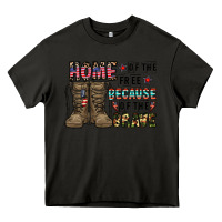 Asphalt home of the free beacause of the brave Heavy Core Tee - CowhideDigitalArt
