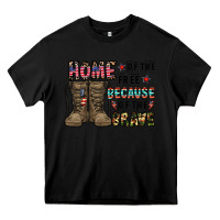 Black home of the free beacause of the brave Heavy Core Tee - CowhideDigitalArt