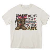 Cream home of the free beacause of the brave Heavy Core Tee - CowhideDigitalArt
