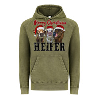 Vintage Olive merry christmas heifer Vintage Hoodie - RanaPortraitStore