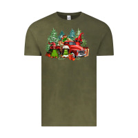 Vintage Olive merry christmas truck afro gnomies Vintage Tee - FaDigitalArtStudio