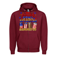 Burgundy getting star spangled hammered Zipper Hoodie - NancyCooperArtShop