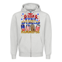 Dove Grey getting star spangled hammered Zipper Hoodie - NancyCooperArtShop