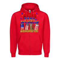 Red getting star spangled hammered Zipper Hoodie - NancyCooperArtShop