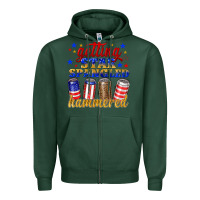 Sports Green getting star spangled hammered Zipper Hoodie - NancyCooperArtShop