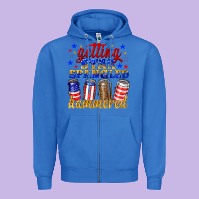 Getting Star Spangled Hammered Zipper Hoodie Designed By Nancycooperartshop