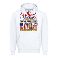 White getting star spangled hammered Zipper Hoodie - NancyCooperArtShop
