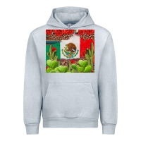 Heather Grey Mexican Flag Urban Hoodie - texasbilliewilder