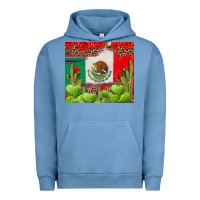 Pigment Pebble Blue Mexican Flag Urban Hoodie - texasbilliewilder