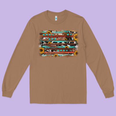 Sunflower Gemstone Background Long Sleeve Tee Designed By Jahusdesignshop