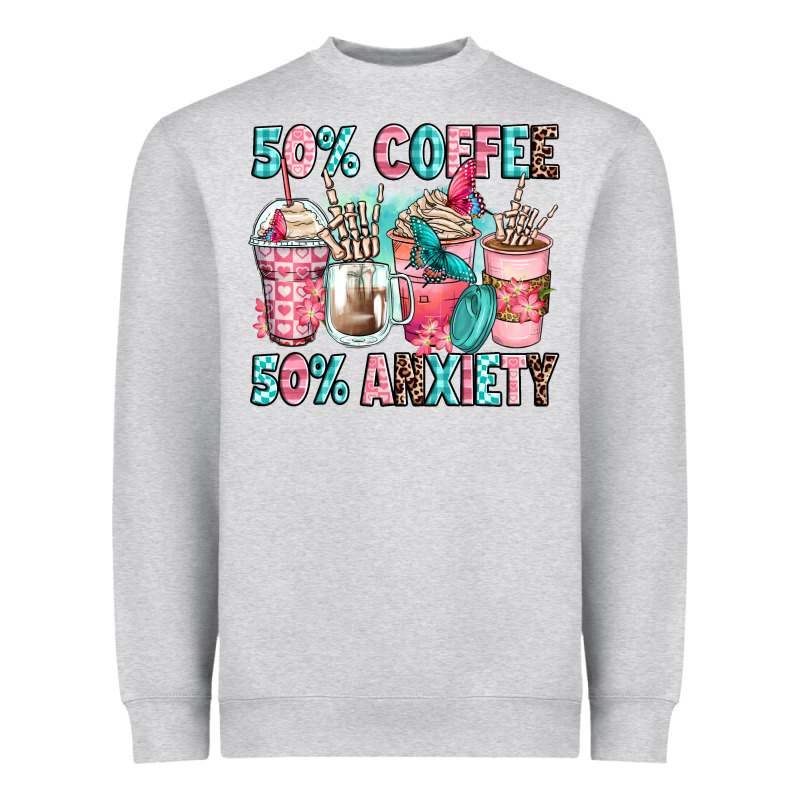 50 Coffee 50 Anxiety Coffee Cups Heavyweight Sweatshirt by Zillion Design Studio | Teevron