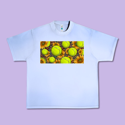 Tennis Ball With Sunflower And Racket  Licence Plato Urban Heavy Tee Designed By Barkaloodesign