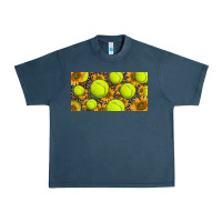 Midnight Navy tennis ball with sunflower and racket  licence plato Urban Heavy Tee - BarkalooDesign