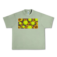 Oil Green tennis ball with sunflower and racket  licence plato Urban Heavy Tee - BarkalooDesign