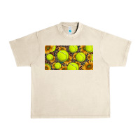 Sandshell tennis ball with sunflower and racket  licence plato Urban Heavy Tee - BarkalooDesign