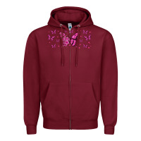 Burgundy floral breast cancer butterfly Zipper Hoodie - Jasminsmagicworld
