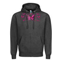 Charcoal Heather floral breast cancer butterfly Zipper Hoodie - Jasminsmagicworld