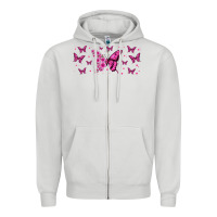 Floral Breast Cancer Butterfly Zipper Hoodie | Teevron