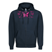 Navy floral breast cancer butterfly Zipper Hoodie - Jasminsmagicworld