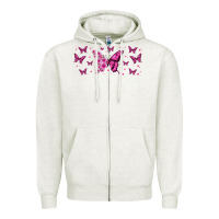 Oatmeal Heather floral breast cancer butterfly Zipper Hoodie - Jasminsmagicworld