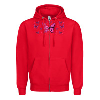 Red floral breast cancer butterfly Zipper Hoodie - Jasminsmagicworld