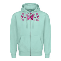 Seafoam floral breast cancer butterfly Zipper Hoodie - Jasminsmagicworld