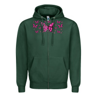 Sports Green floral breast cancer butterfly Zipper Hoodie - Jasminsmagicworld