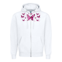 White floral breast cancer butterfly Zipper Hoodie - Jasminsmagicworld