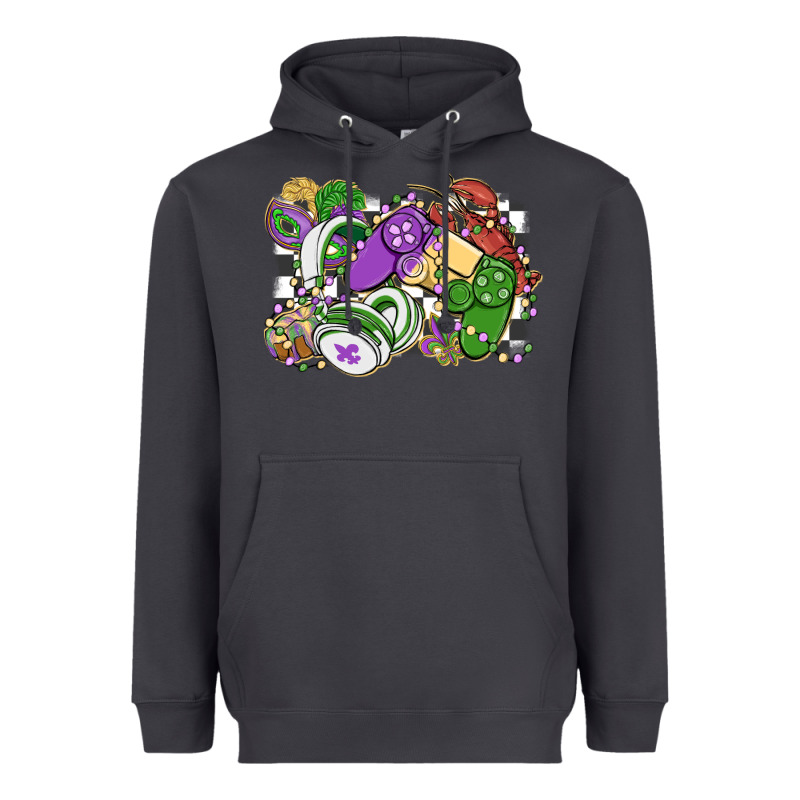 Gamer Mardi Gras Game Controller Heavyweight Hoodie by MaliasSmallBusiness | Teevron