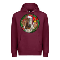 Burgundy Boer Goat Christmas Premium Hoodie - LillyAllenDesigns