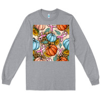 Heather Grey breast cancer awareness with pumpkin and leopard seamless pattern Long Sleeve Tee - BundleAndBundleShop