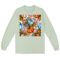 Matcha breast cancer awareness with pumpkin and leopard seamless pattern Long Sleeve Tee - BundleAndBundleShop