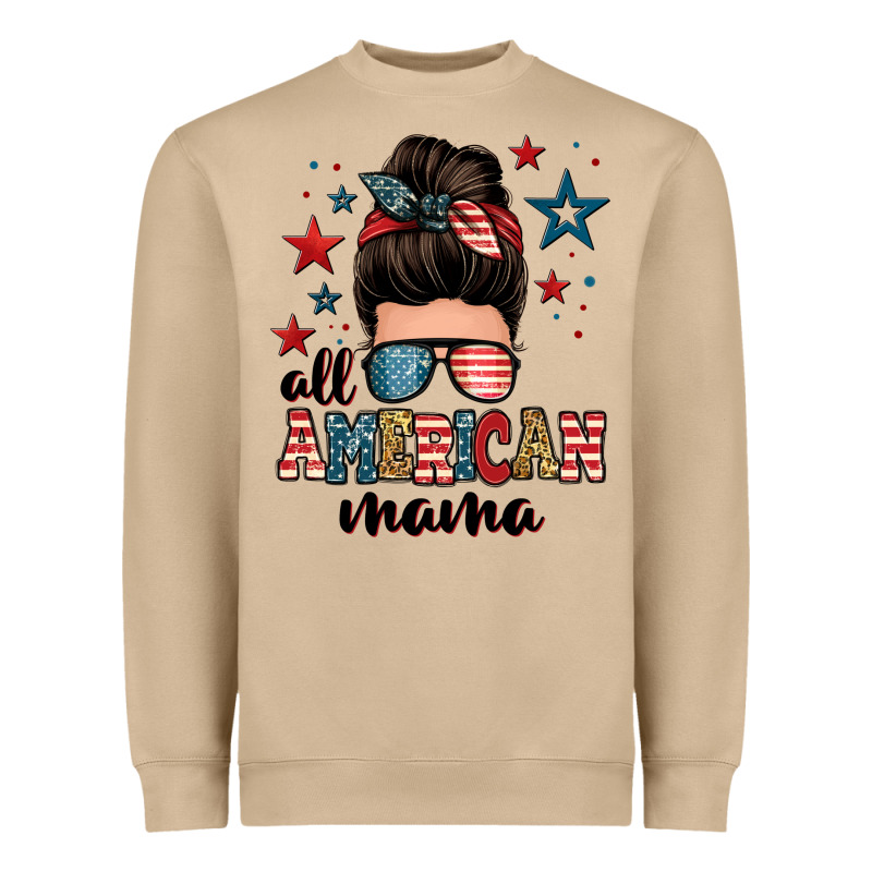 All American Mama Messy Bun Heavyweight Sweatshirt by Zillion Design Studio | Teevron