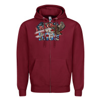 Burgundy i back the blue eagle Zipper Hoodie - NancyCooperArtShop