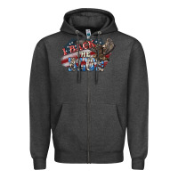 Charcoal Heather i back the blue eagle Zipper Hoodie - NancyCooperArtShop