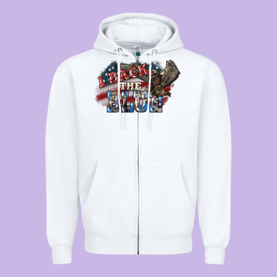 I Back The Blue Eagle Zipper Hoodie Designed By Nancycooperartshop